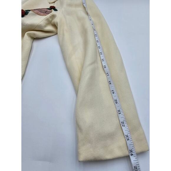 Unique Jenna Size 14 Ivory "Let the Earth Rejoice" Christmas Wool Blazer *Flaws - Picture 13 of 13